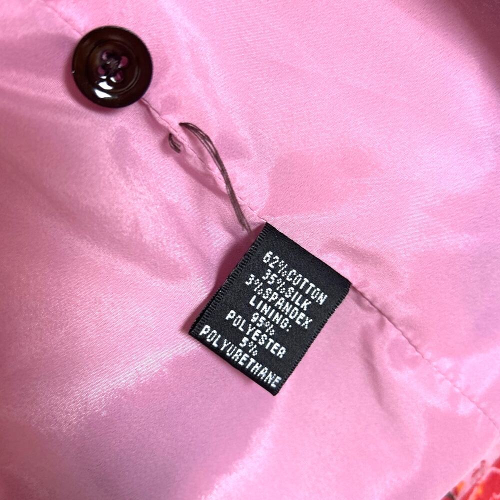 Linda Allard Ellen Tracy Women’s 4 Red Pink Floral Silk Tailored Blazer Jacket - Picture 5 of 5